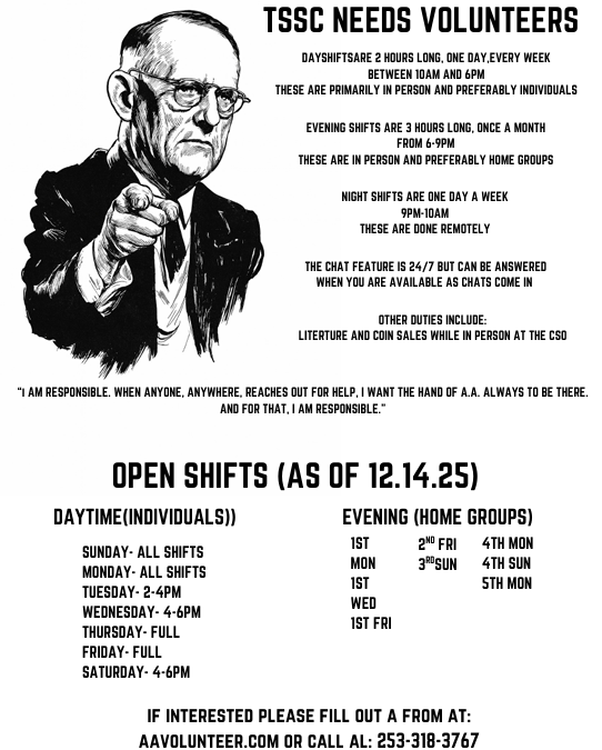 Flyer: Become a TSSC Phone Volunteer — Twelfth Step Service Committee, District 10 AA